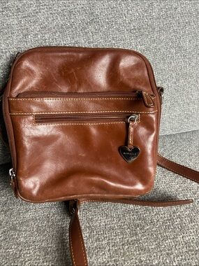 Aurielle Chestnut Brown Leather Messenger Crossbody